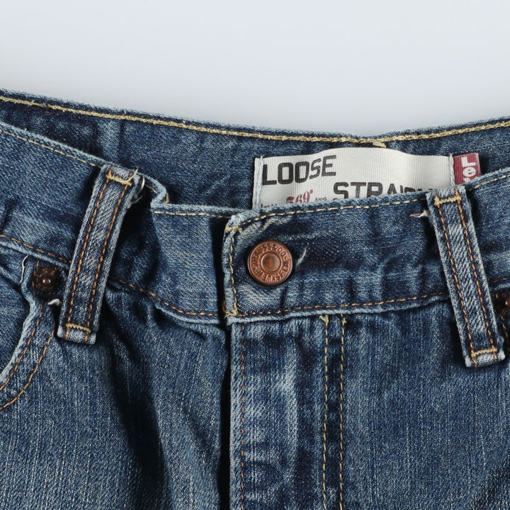 Levi's 569 LOOSE STRAIGHT denim shorts, half pants, jorts, men's w34 equivalent cotton blue type Vintage Second Hand