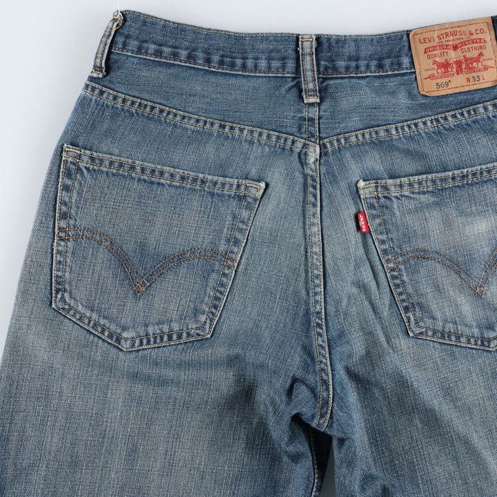 Levi's 569 LOOSE STRAIGHT denim shorts, half pants, jorts, men's w34 equivalent cotton blue type Vintage Second Hand