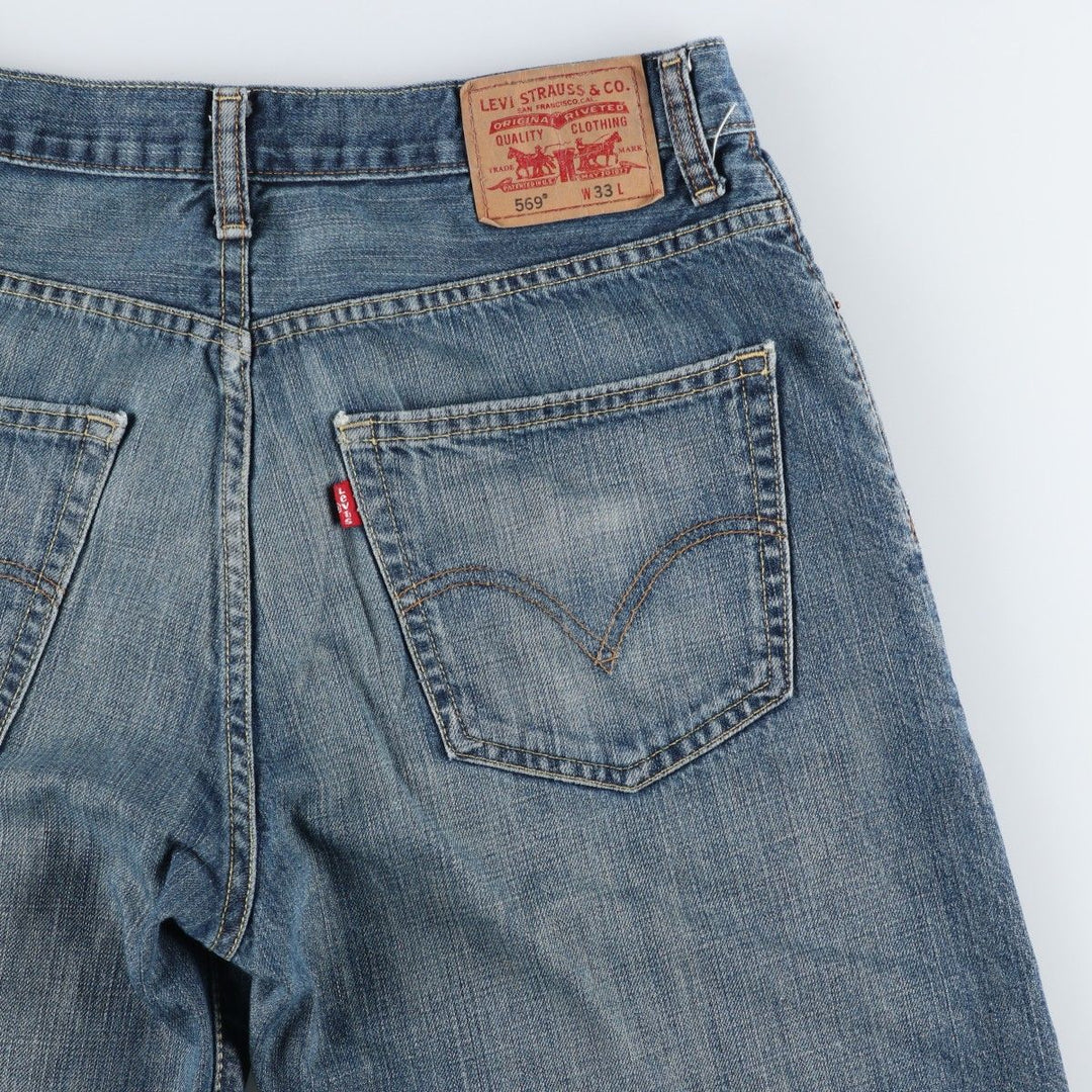 Levi's 569 LOOSE STRAIGHT denim shorts, half pants, jorts, men's w34 equivalent cotton blue type Vintage Second Hand