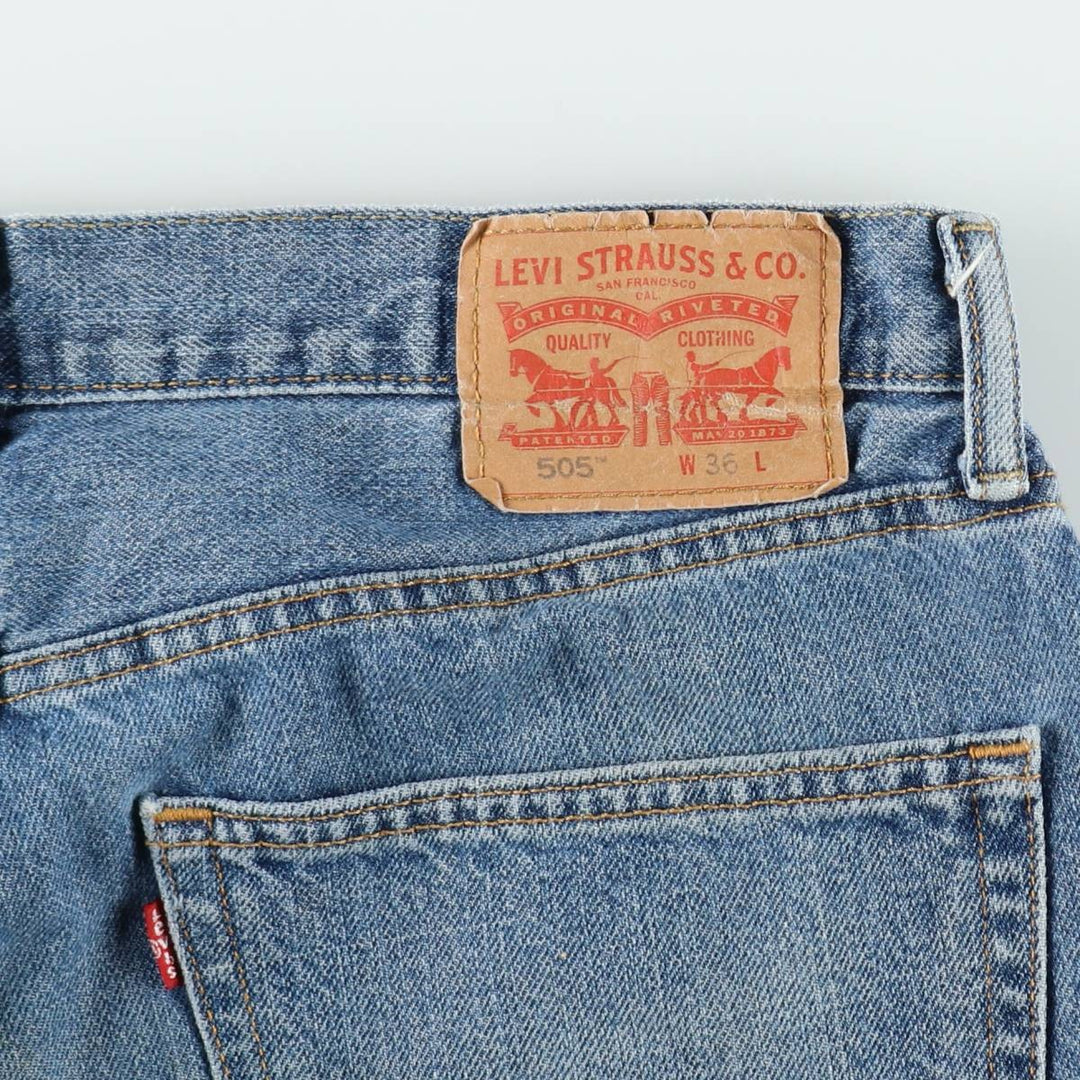 Levi's 505 denim shorts, men's size W37 (approx.) unclear blue type Vintage Second Hand