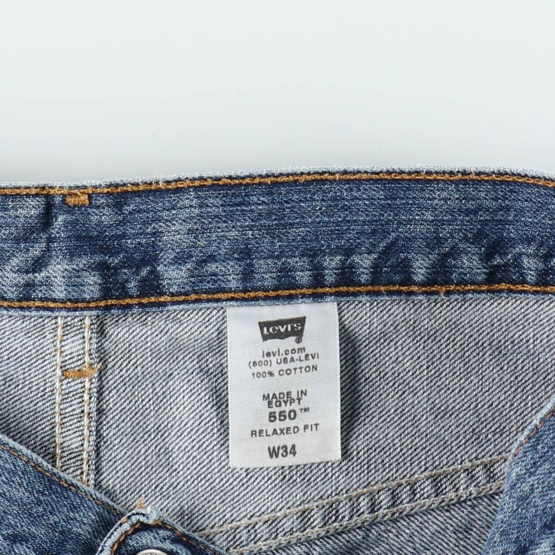 00'S Levi's 550 Relaxed Fit Denim Shorts for Men, Size W34 cotton blue type Vintage Second Hand