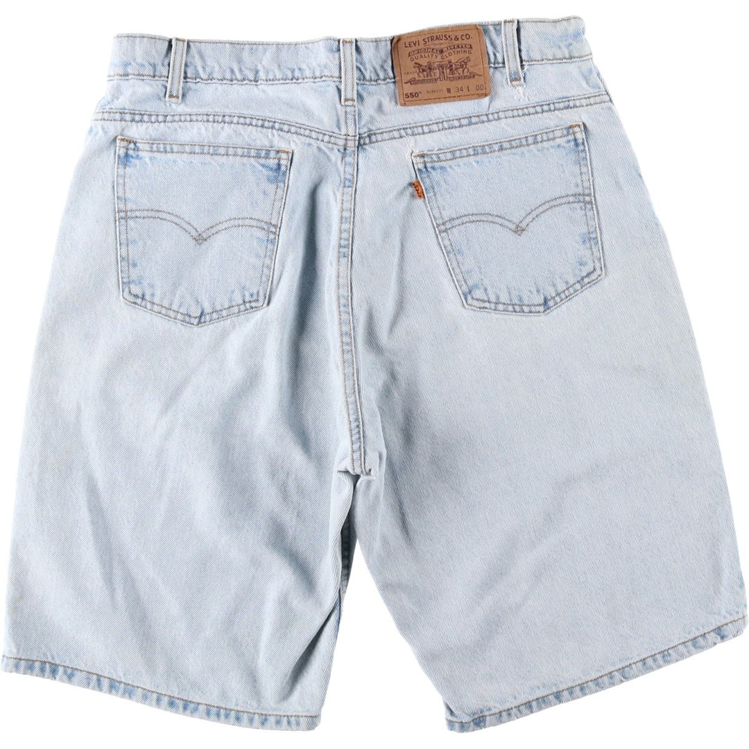 90'S Levi's 550 Relaxed Fit Orange Tab Denim Shorts (Men's W34 equivalent) cotton blue type Vintage Second Hand