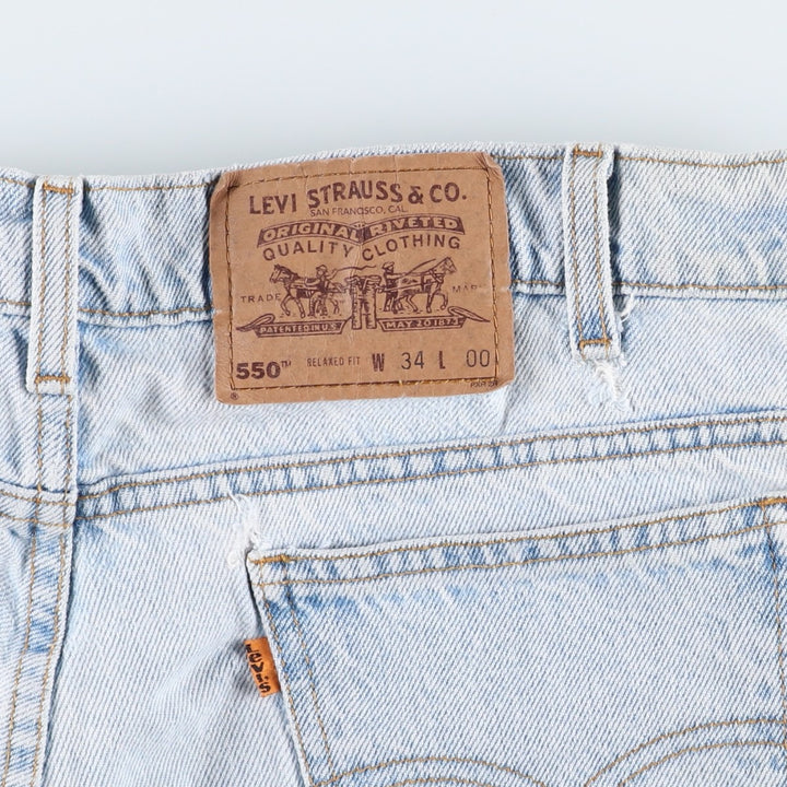 90'S Levi's 550 Relaxed Fit Orange Tab Denim Shorts (Men's W34 equivalent) cotton blue type Vintage Second Hand