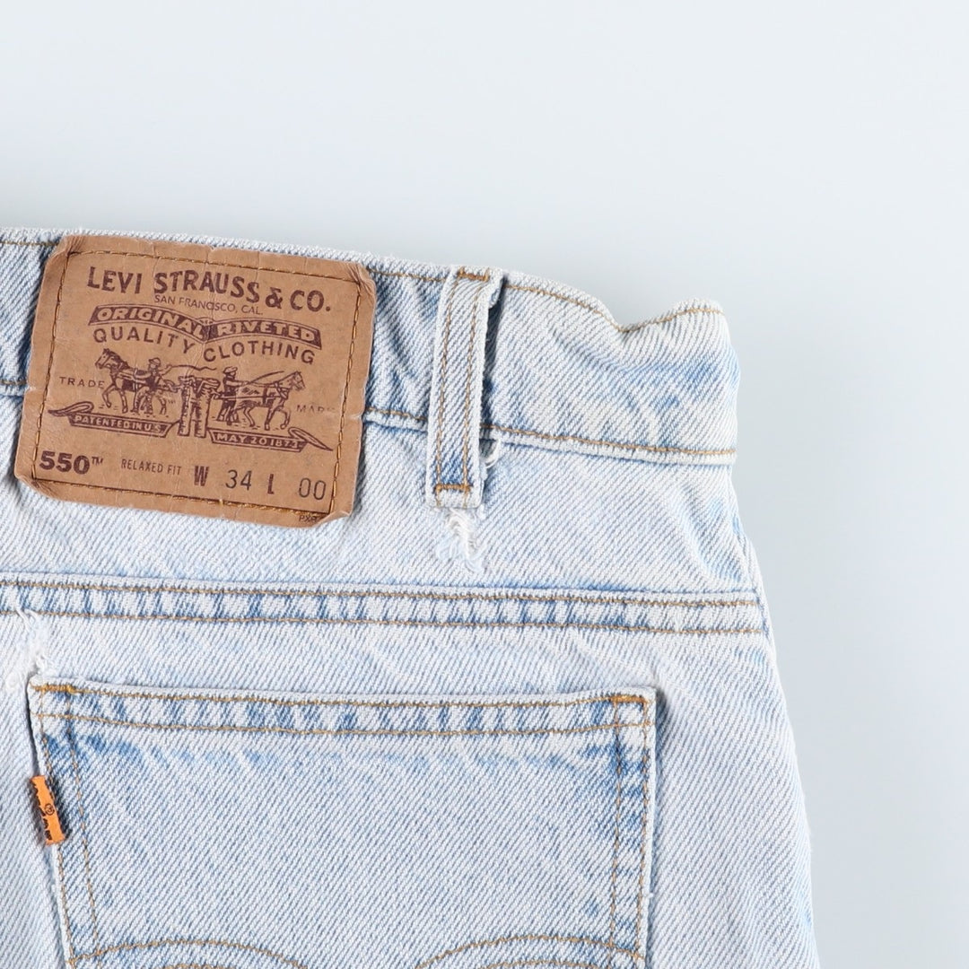 90'S Levi's 550 Relaxed Fit Orange Tab Denim Shorts (Men's W34 equivalent) cotton blue type Vintage Second Hand