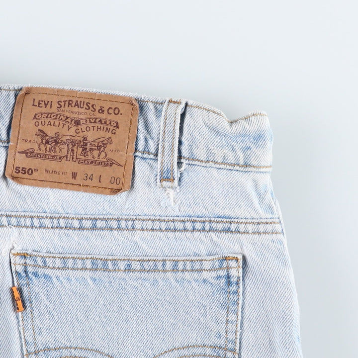 90'S Levi's 550 Relaxed Fit Orange Tab Denim Shorts (Men's W34 equivalent) cotton blue type Vintage Second Hand