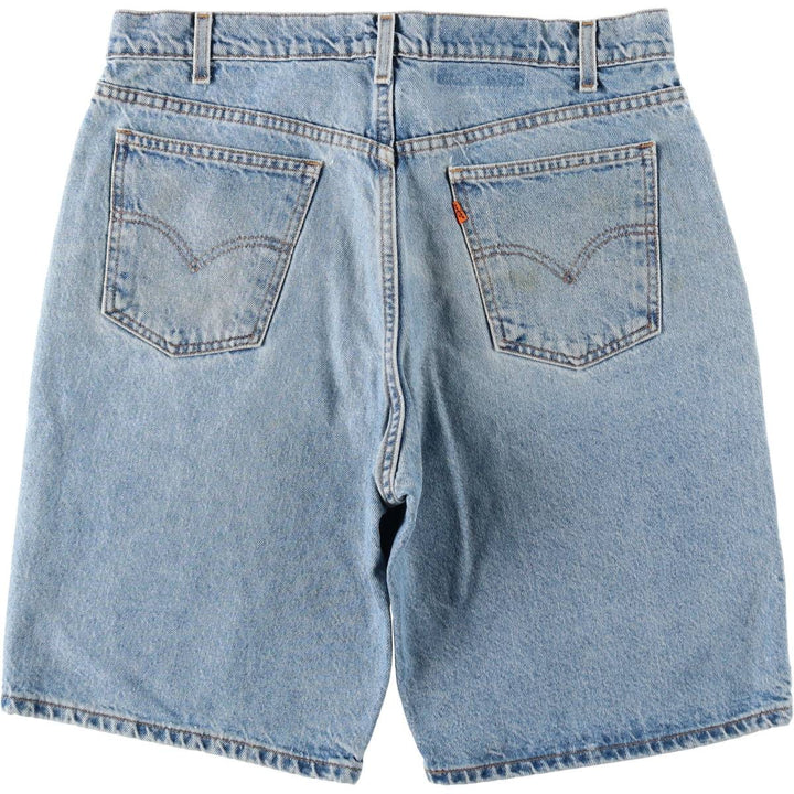 90'S Levi's 36550-0214 Relaxed Fit Orange Tab Denim Shorts (Men's W36 equivalent) cotton blue type Vintage Second Hand