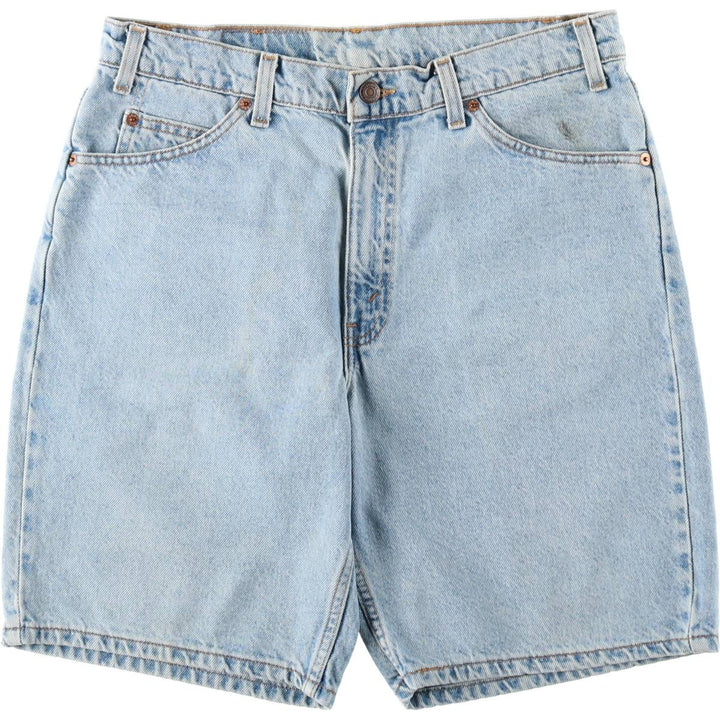 90'S Levi's 550 Relaxed Fit Orange Tab Denim Shorts, Men's Size W33 (approx.), Vintage cotton blue type Vintage Second Hand