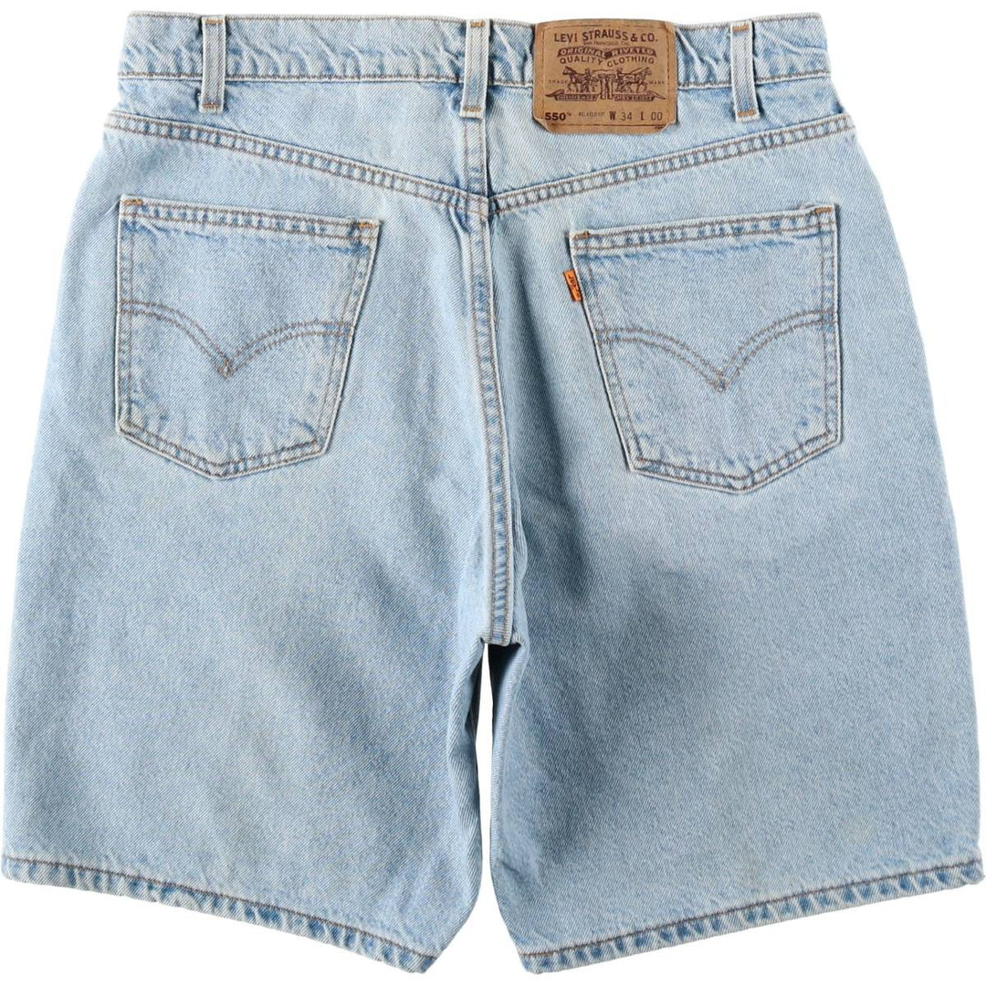 90'S Levi's 550 Relaxed Fit Orange Tab Denim Shorts, Men's Size W33 (approx.), Vintage cotton blue type Vintage Second Hand