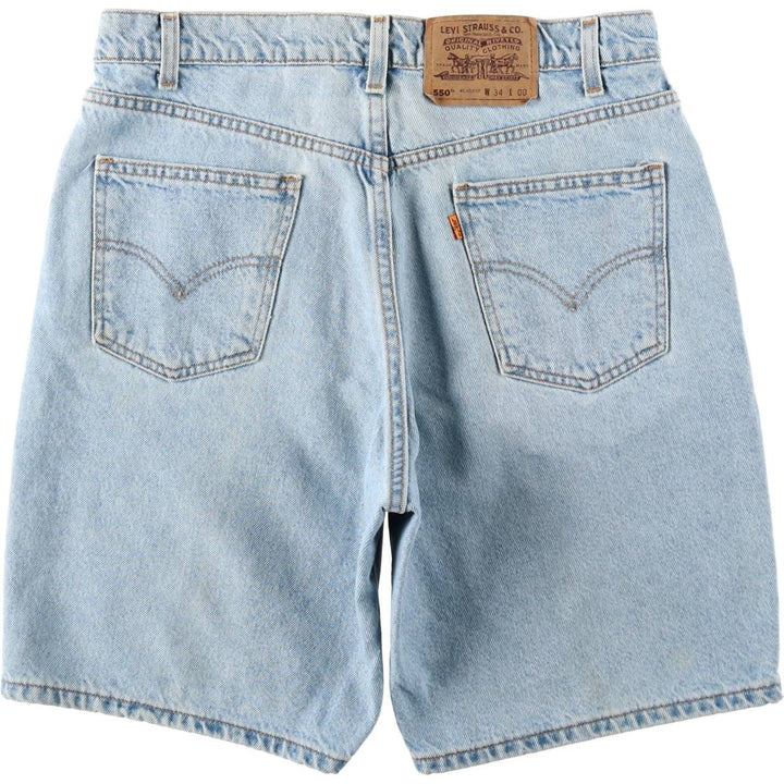 90'S Levi's 550 Relaxed Fit Orange Tab Denim Shorts, Men's Size W33 (approx.), Vintage cotton blue type Vintage Second Hand