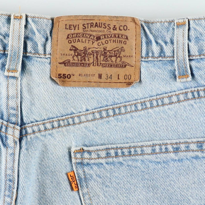 90'S Levi's 550 Relaxed Fit Orange Tab Denim Shorts, Men's Size W33 (approx.), Vintage cotton blue type Vintage Second Hand