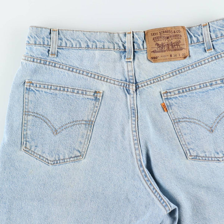 90'S Levi's 550 Relaxed Fit Orange Tab Denim Shorts, Men's Size W33 (approx.), Vintage cotton blue type Vintage Second Hand