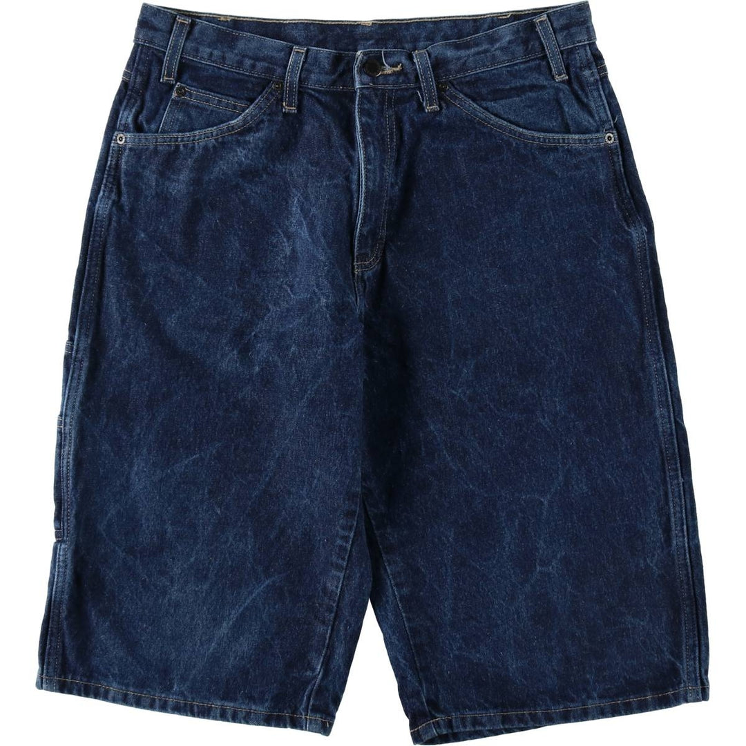 Dickies plain denim shorts with logo patch, men's size W34 (approx.). cotton blue type Vintage Second Hand