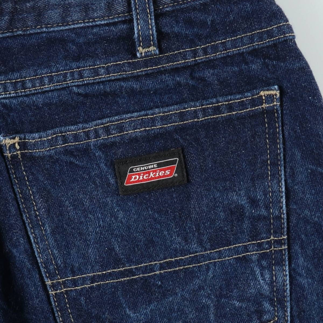Dickies plain denim shorts with logo patch, men's size W34 (approx.). cotton blue type Vintage Second Hand