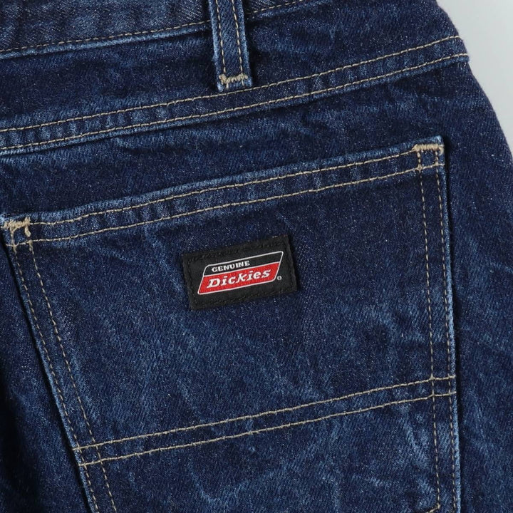 Dickies plain denim shorts with logo patch, men's size W34 (approx.). cotton blue type Vintage Second Hand
