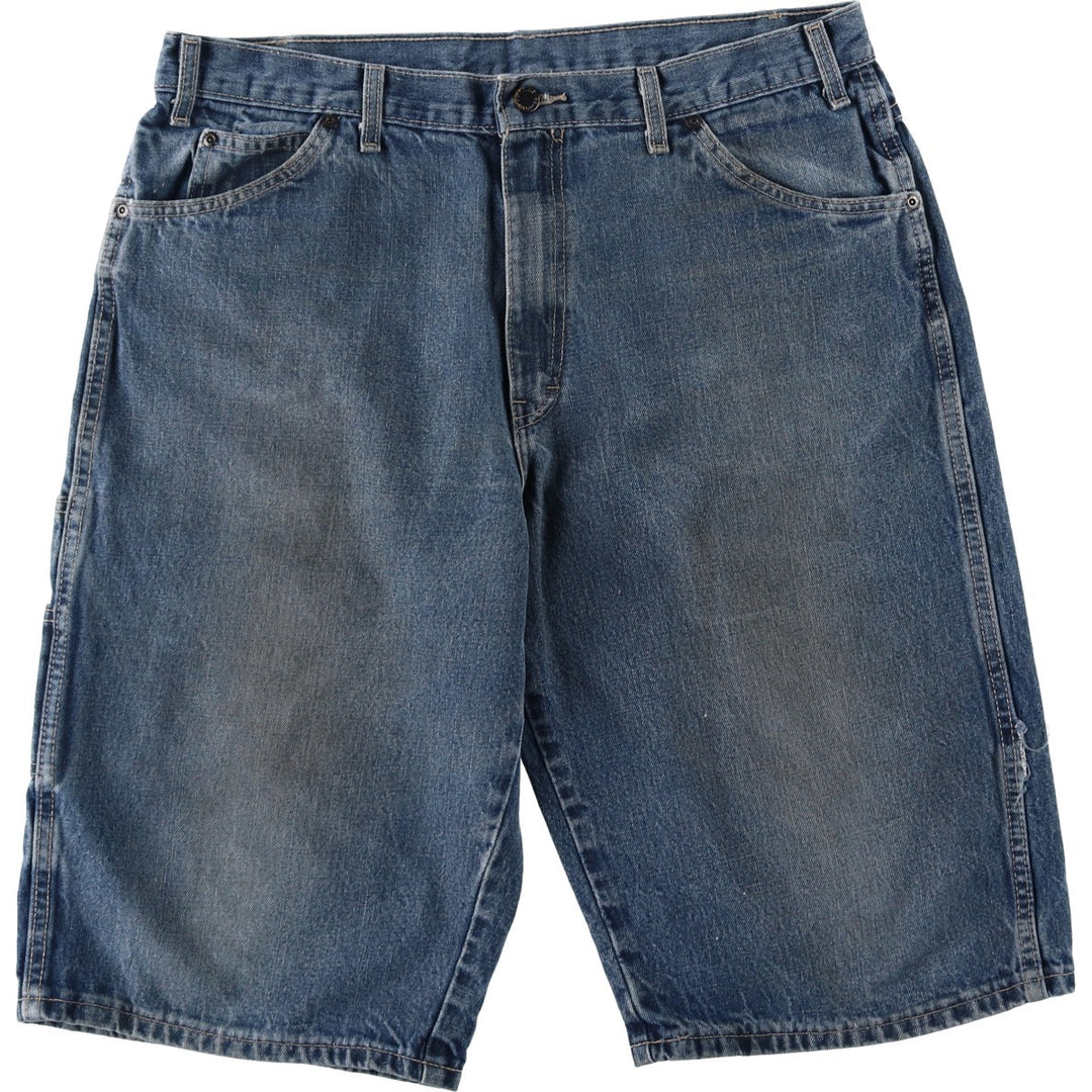 Dickies Loose Fit Denim Painter Shorts (Men's W37 equivalent) cotton blue type Vintage Second Hand