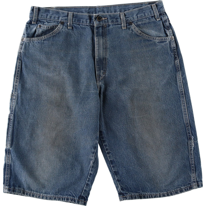 Dickies Loose Fit Denim Painter Shorts (Men's W37 equivalent) cotton blue type Vintage Second Hand