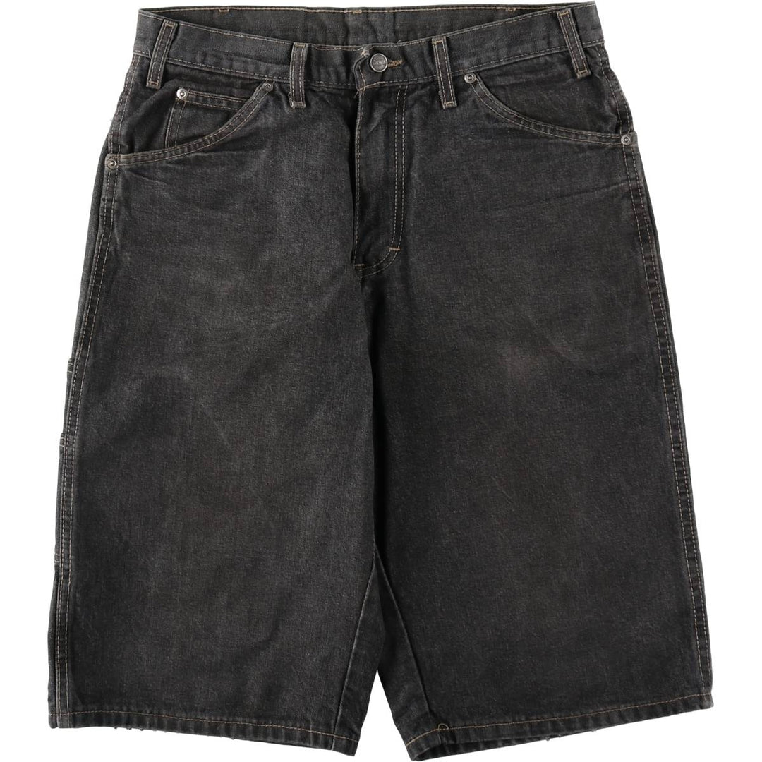 Dickies Loose Fit Black Denim Shorts, Men's W33 (approx.) unclear black type Vintage Second Hand