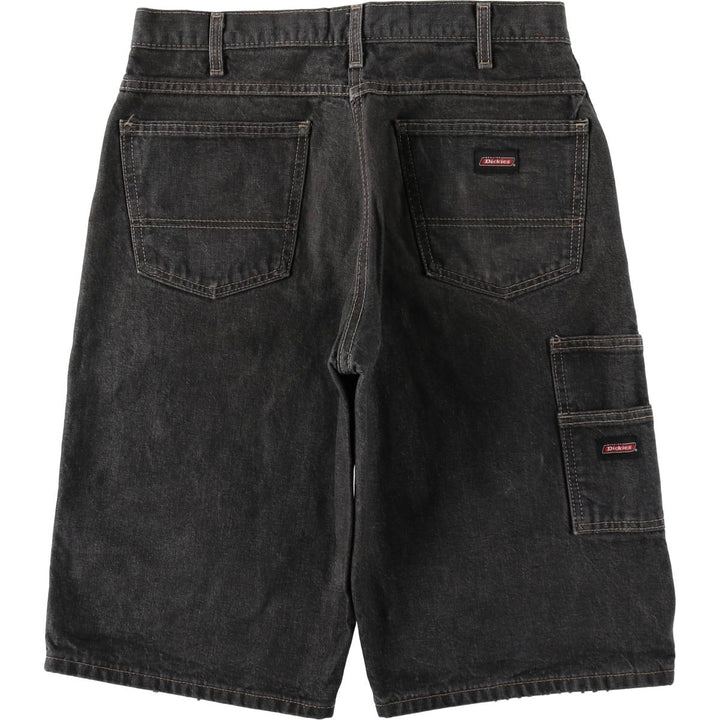 Dickies Loose Fit Black Denim Shorts, Men's W33 (approx.) unclear black type Vintage Second Hand
