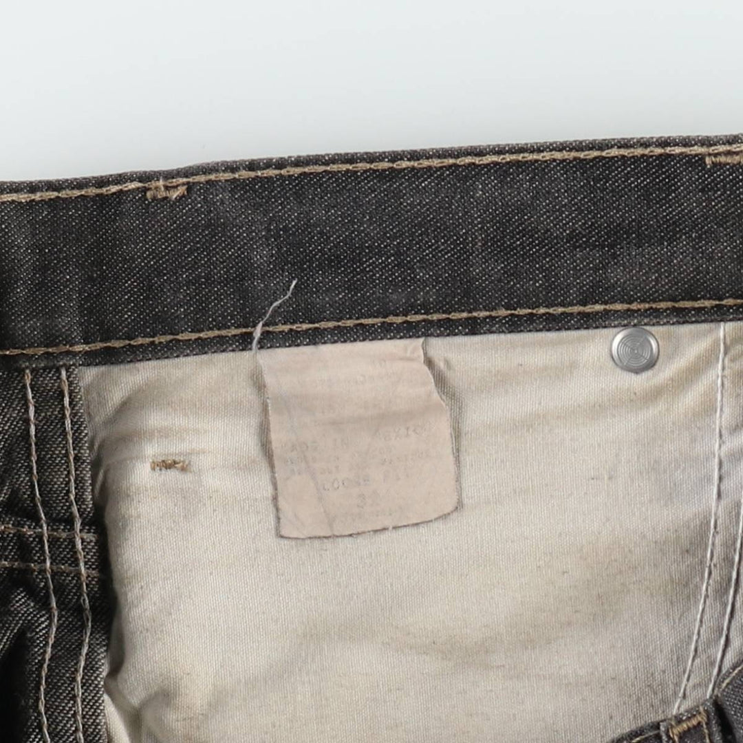 Dickies Loose Fit Black Denim Shorts, Men's W33 (approx.) unclear black type Vintage Second Hand