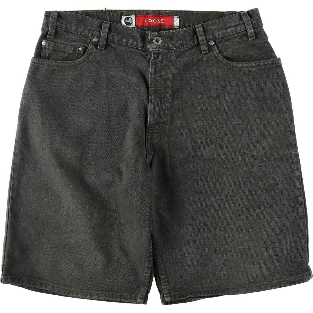 90'S Levi's Silver Tab Loose Denim Shorts, Half Pants, Made in USA, Men's W36 (approx.), Vintage cotton Green type dark green Vintage Second Hand