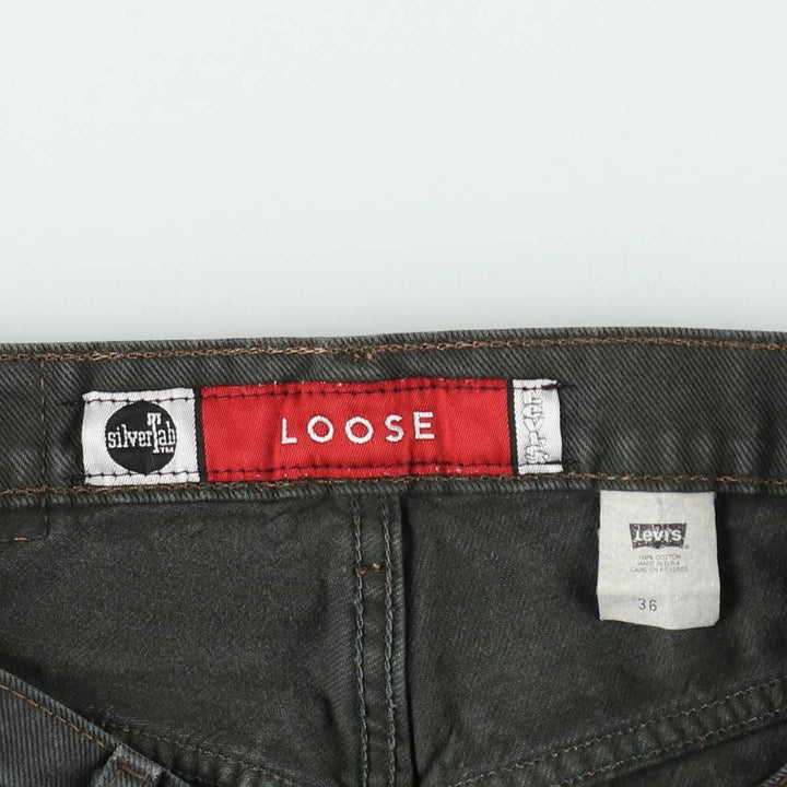 90'S Levi's Silver Tab Loose Denim Shorts, Half Pants, Made in USA, Men's W36 (approx.), Vintage cotton Green type dark green Vintage Second Hand