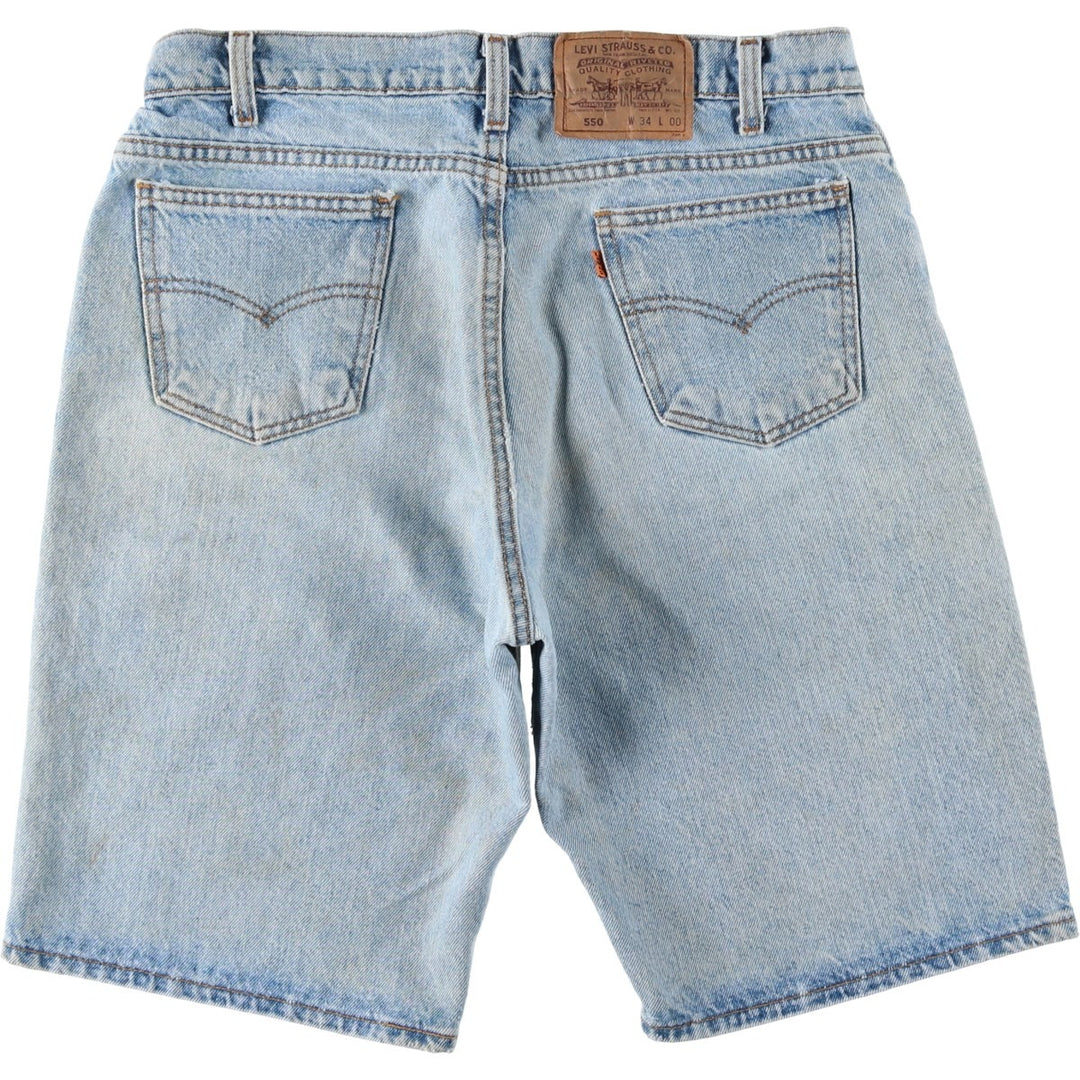 90'S Levi's 36550-0214 Orange Tab Denim Shorts, Made in USA, Men's W33 (approx.) cotton blue type Vintage Second Hand