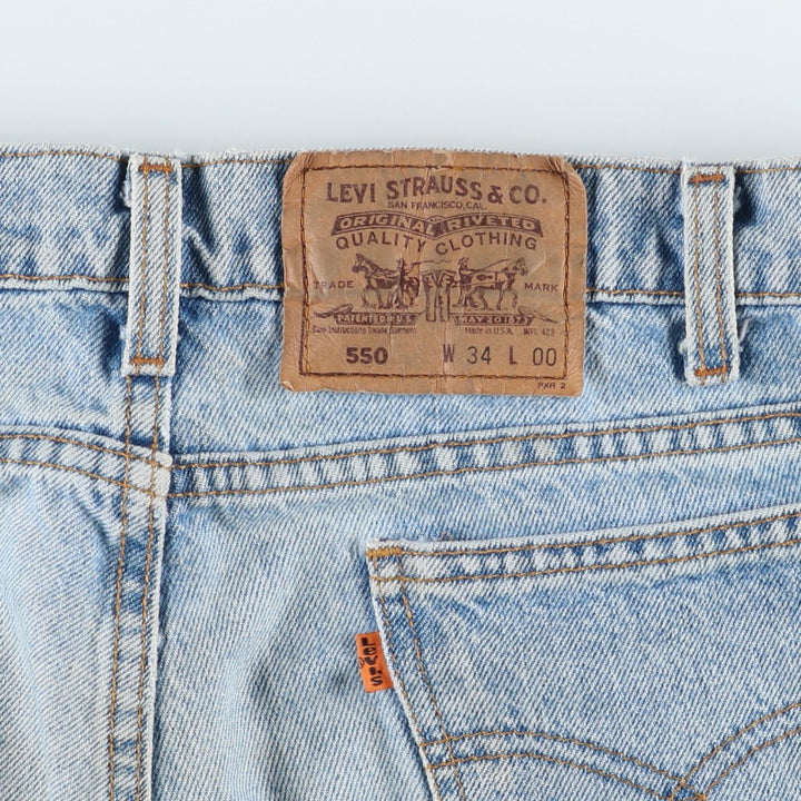 90'S Levi's 36550-0214 Orange Tab Denim Shorts, Made in USA, Men's W33 (approx.) cotton blue type Vintage Second Hand