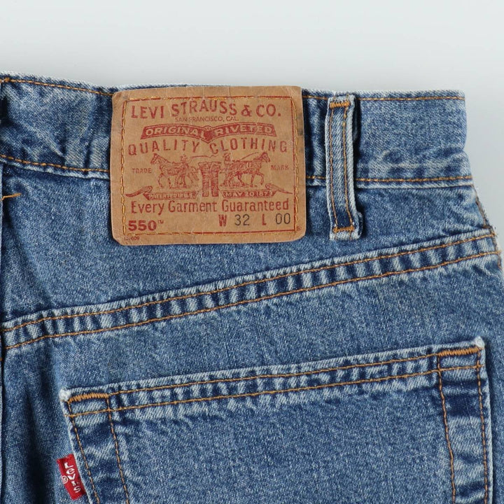 2000'S Levi's 550 Relaxed Fit Denim Shorts, Made in USA, Men's Size W32 (approx.) unclear blue type Vintage Second Hand