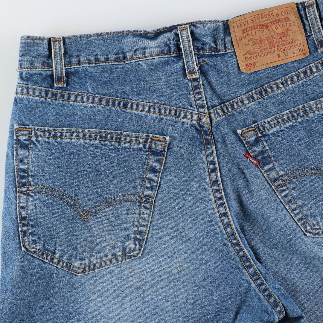2000'S Levi's 550 Relaxed Fit Denim Shorts, Made in USA, Men's Size W32 (approx.) unclear blue type Vintage Second Hand