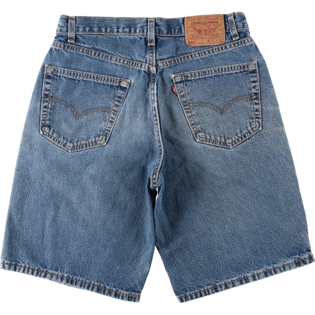 90'S Levi's 550 Relaxed Fit Denim Shorts (Jorts) Made in USA, Men's Size 32, Vintage cotton blue type Vintage Second Hand