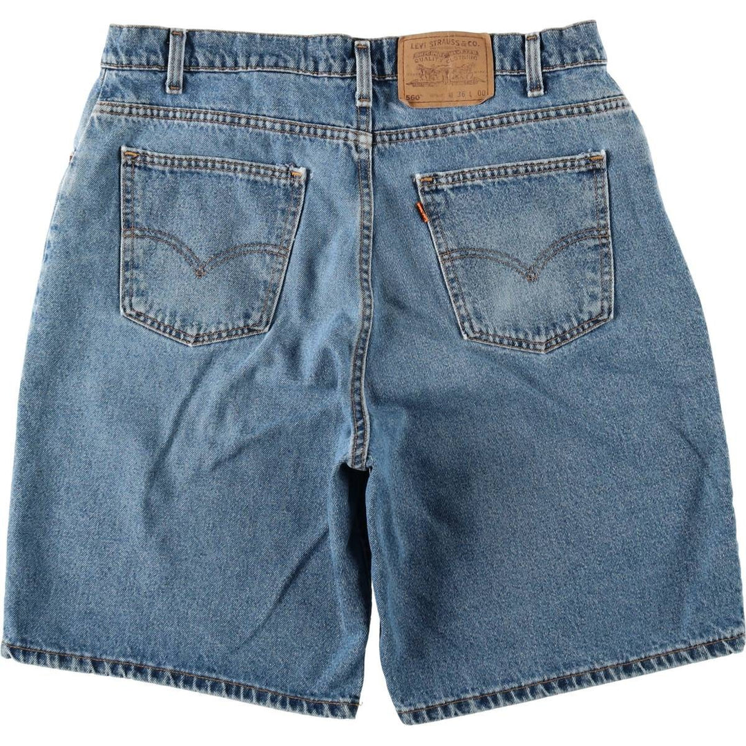 90'S Levi's 560 Loose Fit Orange Tab Denim Shorts, Made in USA, Men's W36 (approx.), Vintage cotton blue type Vintage Second Hand