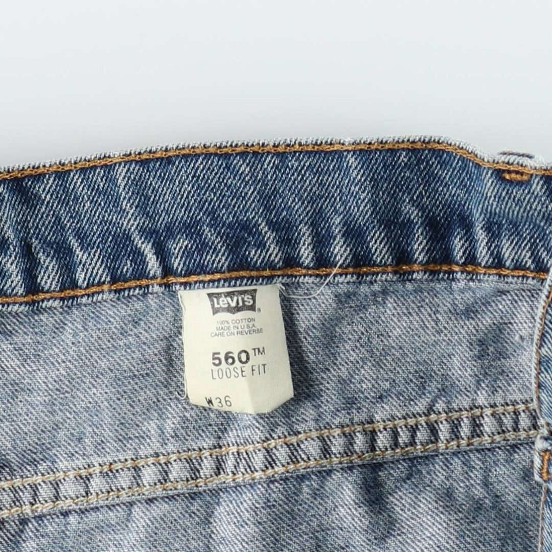 90'S Levi's 560 Loose Fit Orange Tab Denim Shorts, Made in USA, Men's W36 (approx.), Vintage cotton blue type Vintage Second Hand