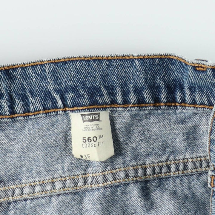 90'S Levi's 560 Loose Fit Orange Tab Denim Shorts, Made in USA, Men's W36 (approx.), Vintage cotton blue type Vintage Second Hand