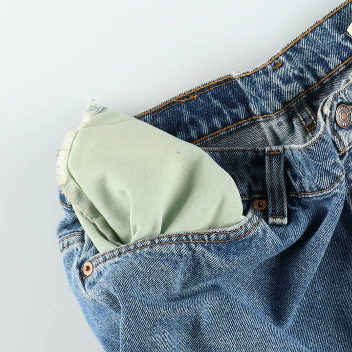 90'S Levi's 560 Loose Fit Orange Tab Denim Shorts, Made in USA, Men's W36 (approx.), Vintage cotton blue type Vintage Second Hand