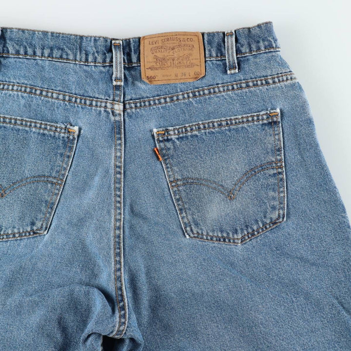 90'S Levi's 560 Loose Fit Orange Tab Denim Shorts, Made in USA, Men's W36 (approx.), Vintage cotton blue type Vintage Second Hand