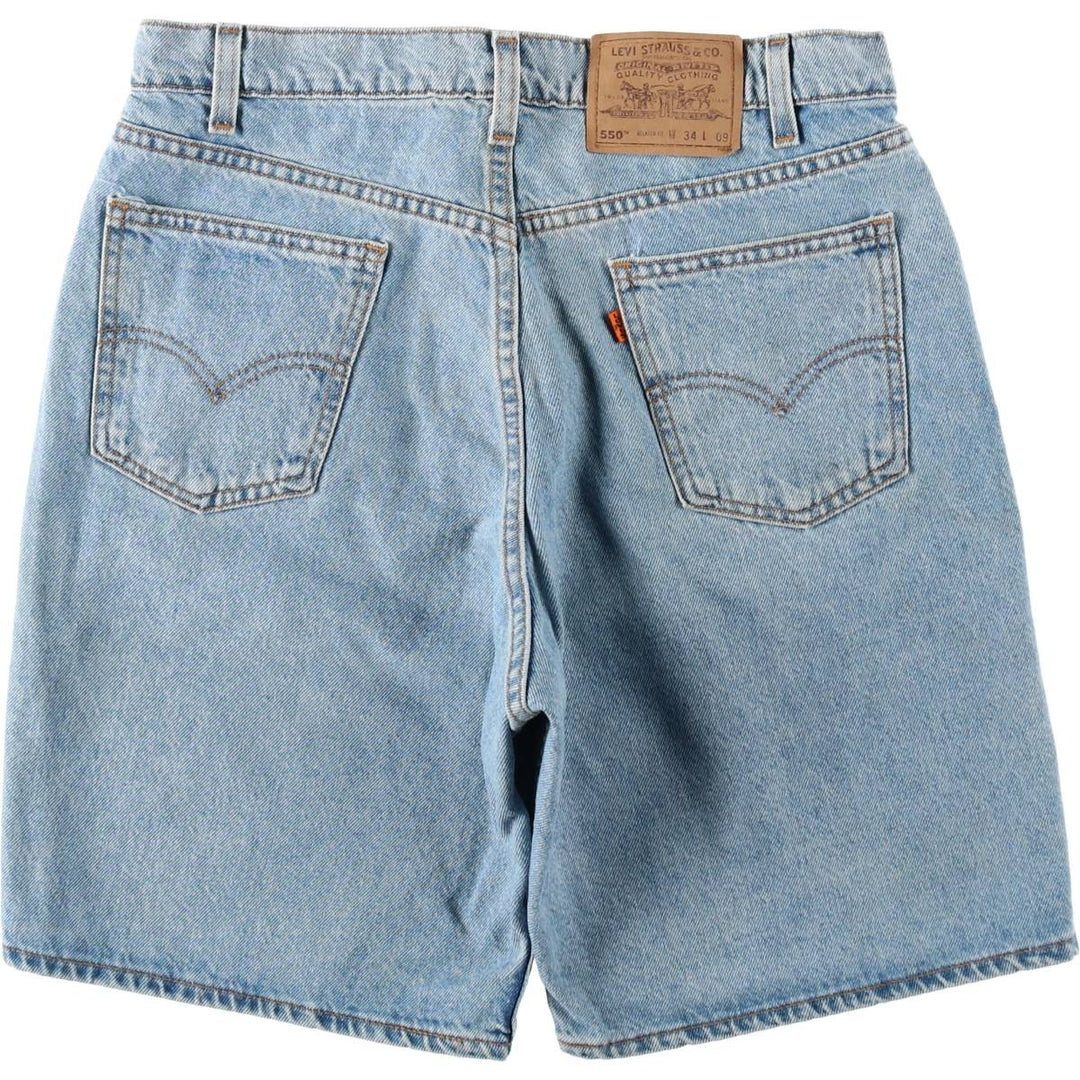 90'S Levi's 550 Relaxed Fit Orange Tab Denim Shorts, Made in USA, Men's Size W33 (approx.), Vintage cotton blue type Vintage Second Hand