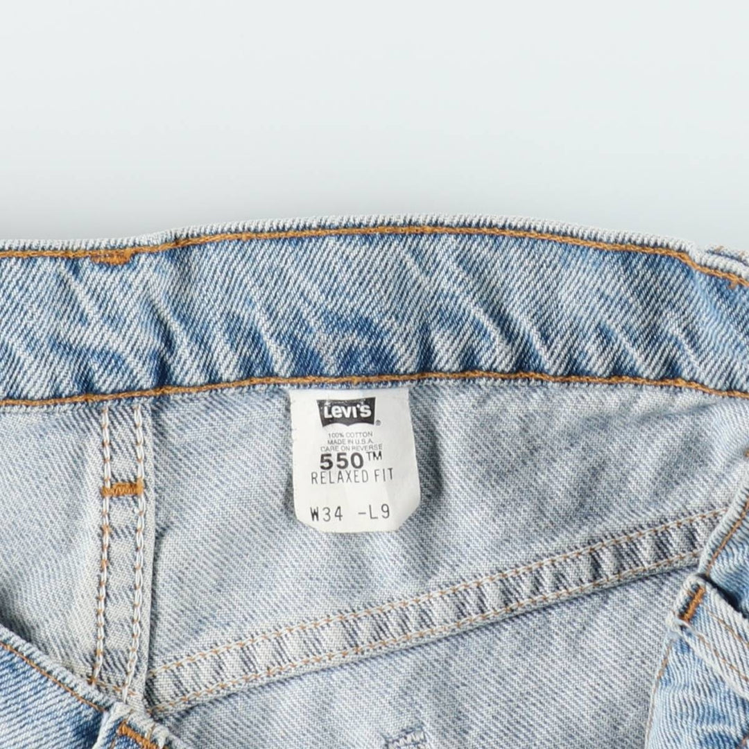 90'S Levi's 550 Relaxed Fit Orange Tab Denim Shorts, Made in USA, Men's Size W33 (approx.), Vintage cotton blue type Vintage Second Hand