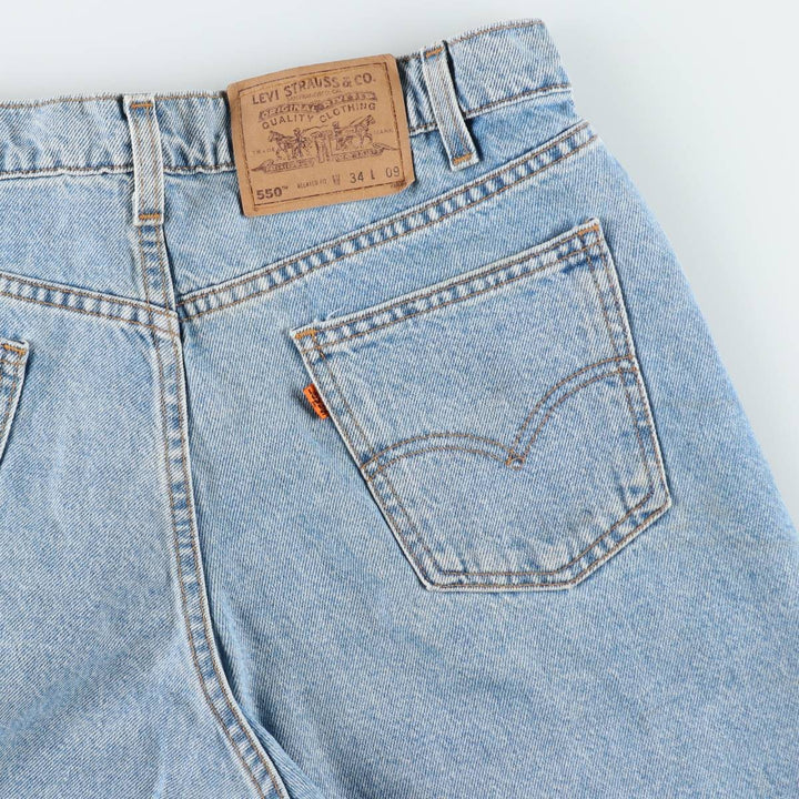 90'S Levi's 550 Relaxed Fit Orange Tab Denim Shorts, Made in USA, Men's Size W33 (approx.), Vintage cotton blue type Vintage Second Hand