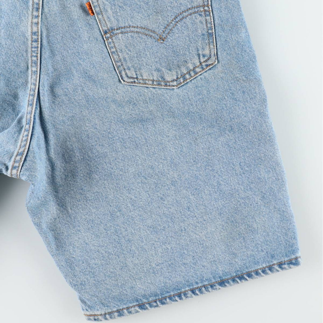 90'S Levi's 550 Relaxed Fit Orange Tab Denim Shorts, Made in USA, Men's Size W33 (approx.), Vintage cotton blue type Vintage Second Hand