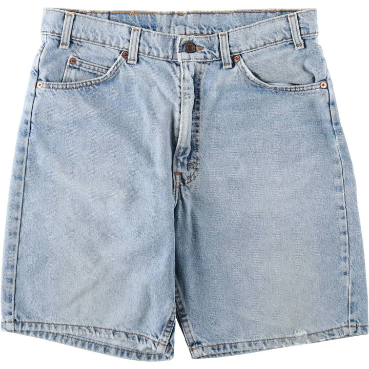90'S Levi's 550 Relaxed Fit Orange Tab Denim Shorts, Made in USA, Men's Size W34 (approx.), Vintage cotton blue type Vintage Second Hand