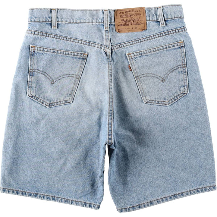 90'S Levi's 550 Relaxed Fit Orange Tab Denim Shorts, Made in USA, Men's Size W34 (approx.), Vintage cotton blue type Vintage Second Hand