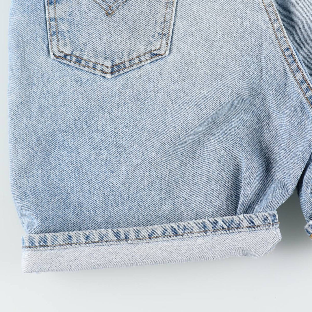 90'S Levi's 550 Relaxed Fit Orange Tab Denim Shorts, Made in USA, Men's Size W34 (approx.), Vintage cotton blue type Vintage Second Hand
