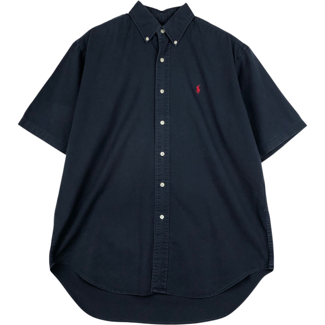 Ralph Lauren BLAIRE short sleeve button down shirt, men's size M cotton navy blue type Vintage Second Hand