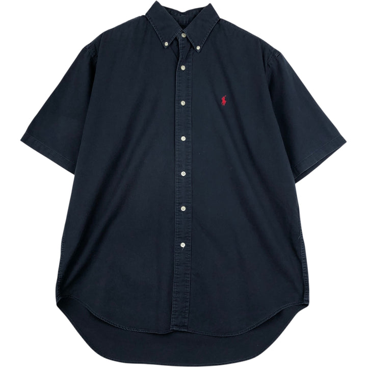 Ralph Lauren BLAIRE short sleeve button down shirt, men's size M cotton navy blue type Vintage Second Hand