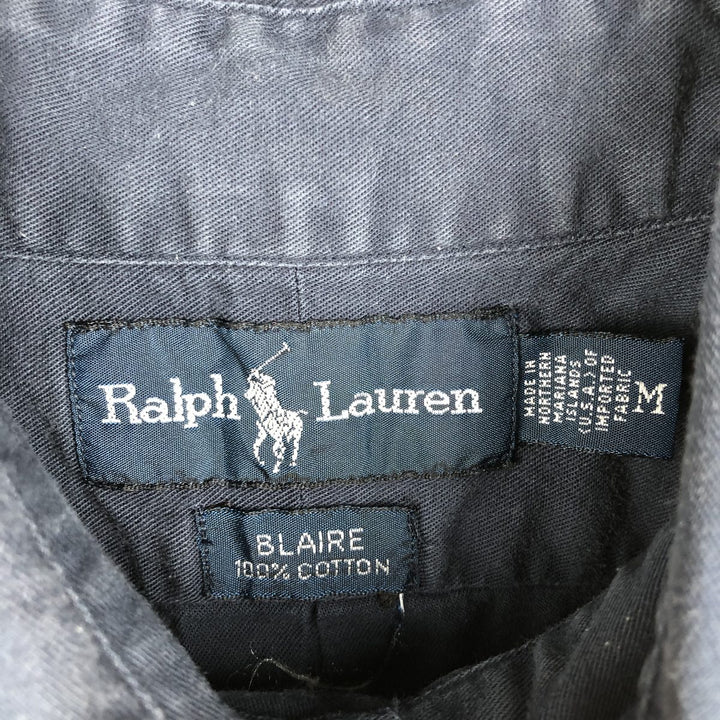 Ralph Lauren BLAIRE short sleeve button down shirt, men's size M cotton navy blue type Vintage Second Hand