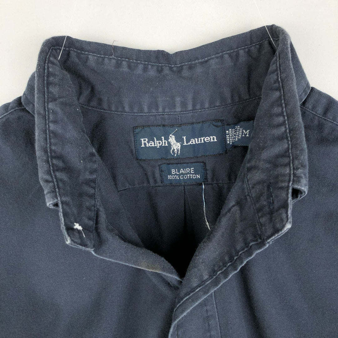 Ralph Lauren BLAIRE short sleeve button down shirt, men's size M cotton navy blue type Vintage Second Hand