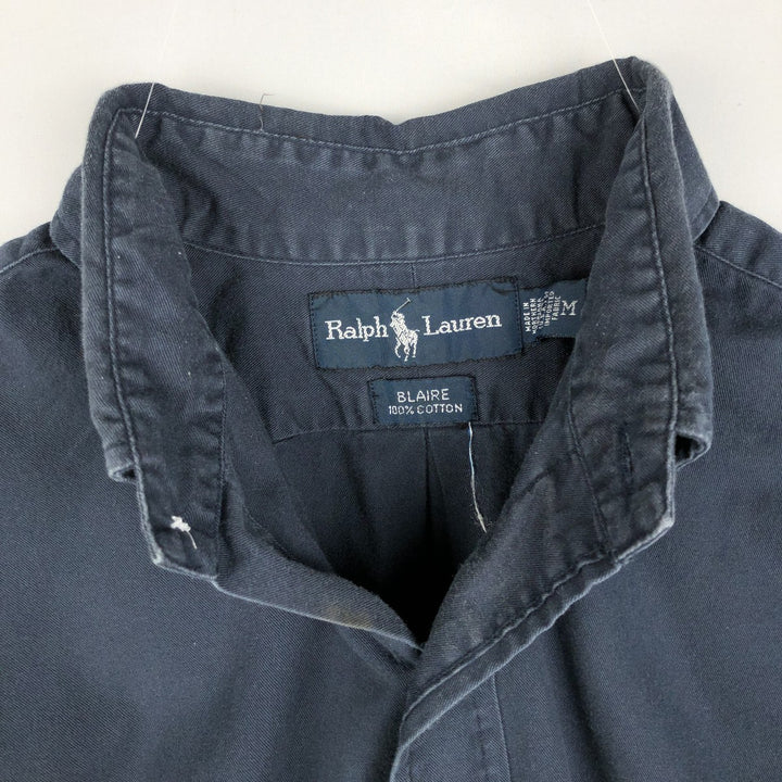 Ralph Lauren BLAIRE short sleeve button down shirt, men's size M cotton navy blue type Vintage Second Hand