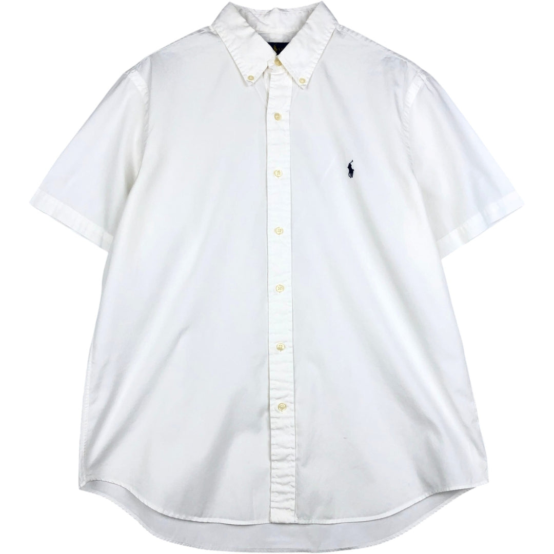 Ralph Lauren Featherweight Twill Short-Sleeve Button-Down Shirt, Men's Size L (approx.) cotton white type Vintage Second Hand