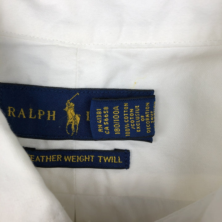 Ralph Lauren Featherweight Twill Short-Sleeve Button-Down Shirt, Men's Size L (approx.) cotton white type Vintage Second Hand