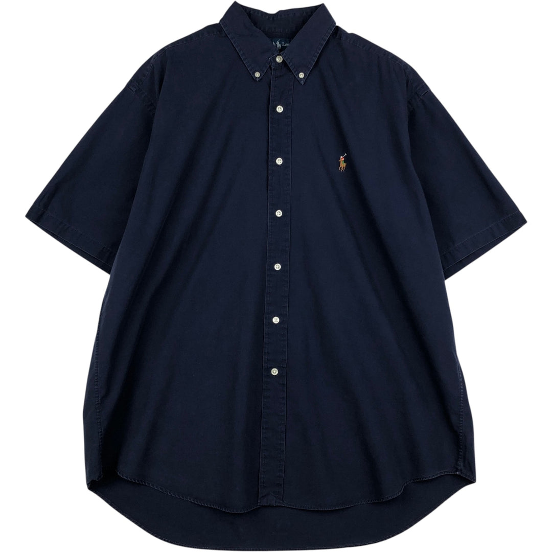 Ralph Lauren BLAKE short sleeve button down shirt, men's XL size cotton navy blue type Vintage Second Hand